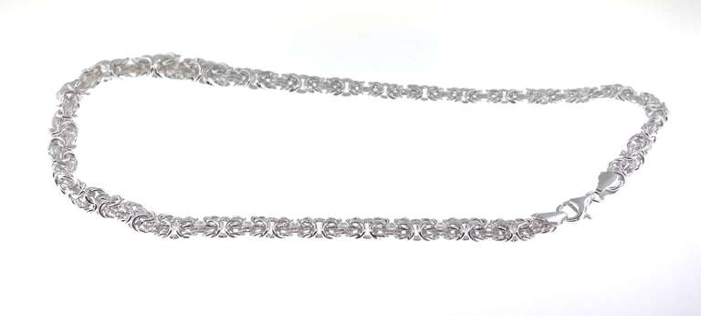 Italian Intricate Sterling Silver Byzantine Chain Necklace