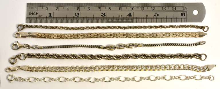 Group of 6 Sterling Bracelets of Various Styles