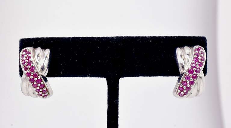 Ruby Sterling Silver Earrings