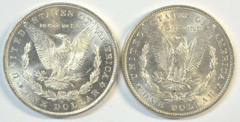 Semi-Prooflike BU 1885-O & 1886-P Morgan Silver Dollars