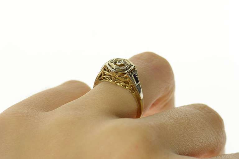 14K White Gold 3.75mm Sapphire Filigree Engagement Setting Ring