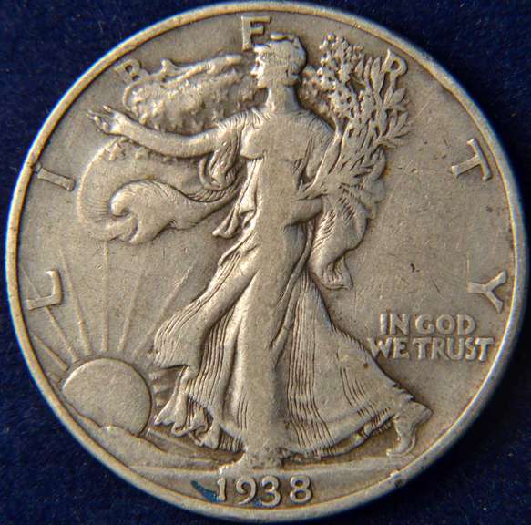 Lot Of 2 Walking Liberty Half Dollars, 1938-D & 1919.