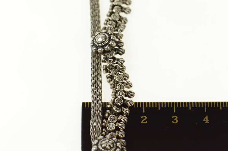 Sterling Silver Ornate Tibetan Fringe Statement Collar Necklace