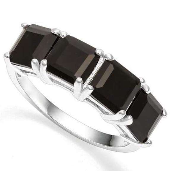 925 STERLING SILVER RING 6 MM PRINCESS CUT BLACK SPINEL WOMEN WEDDING RING BAND