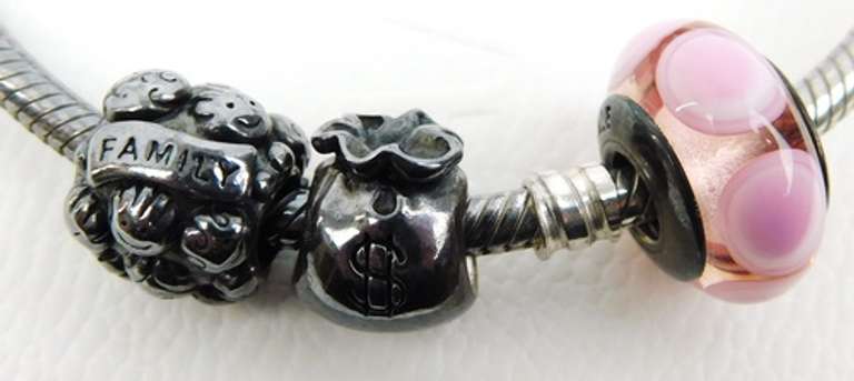 Pandora Sterling Bracelet with Charms & Box