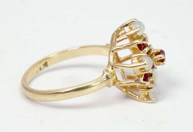 Sweet Garnet & Pearl Ring, 14KT