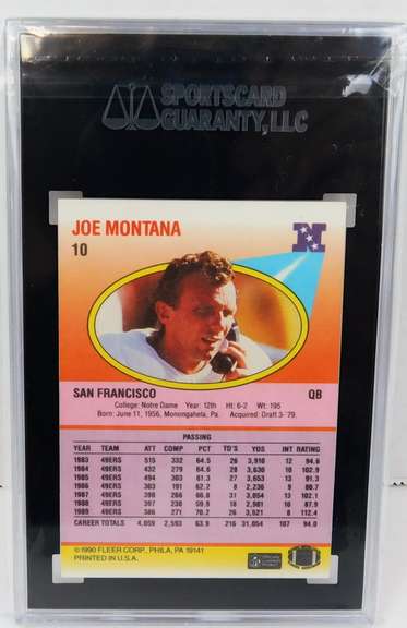 Joe Montana 1990 Football Card, 7NM
