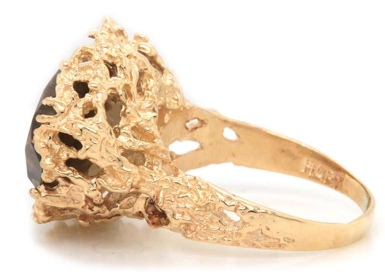 Wonderful Oval Smokey Quartz Nugget Ring