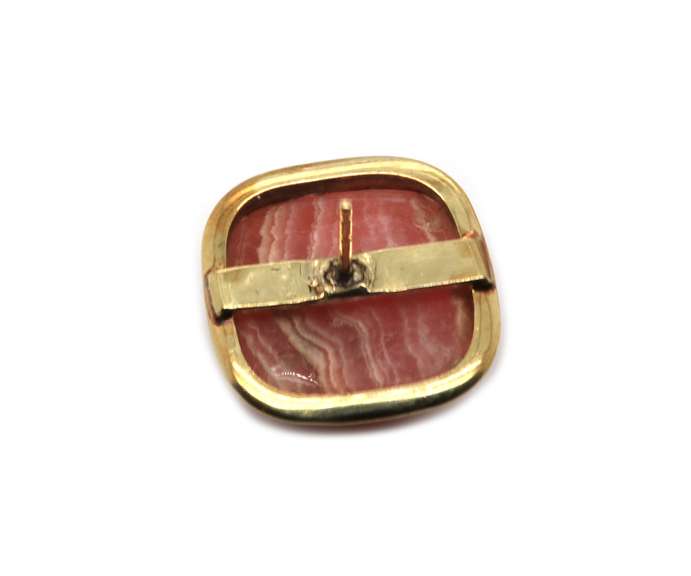Stunning 14kt YG Rhodochrosite Cushion Cabochon Earrings