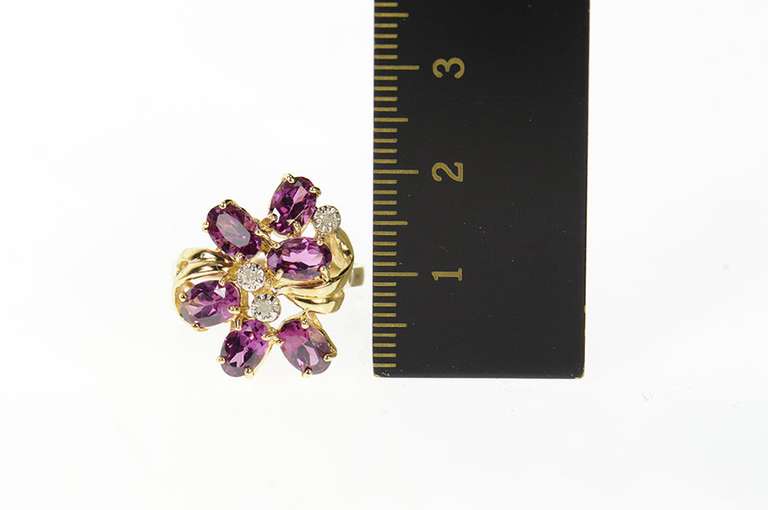 14K Yellow Gold Pink Tourmaline Diamond Ornate Cocktail Ring