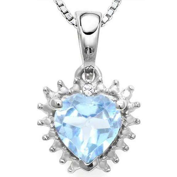 4/5 CT BABY SWISS BLUE TOPAZ & DIAMOND 925 STERLING SILVER PENDANT