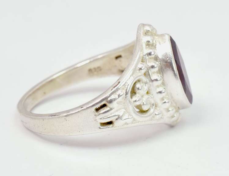 Lush Marquise Cut Garnet in Sterling Silver Ring
