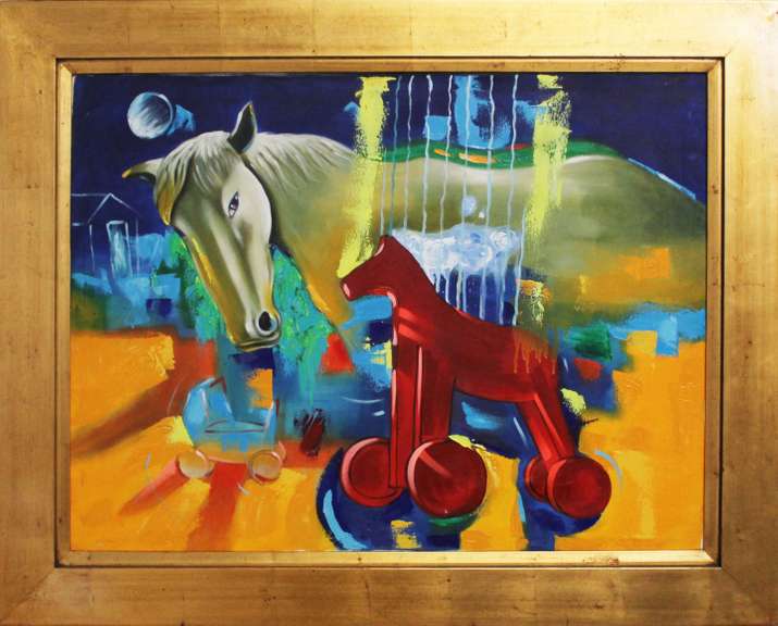 VERY COLLECTABLE AN ORIGINAL PAINTING BY R. MEDINS CABBALLOS  MEDINS CABBALLOS