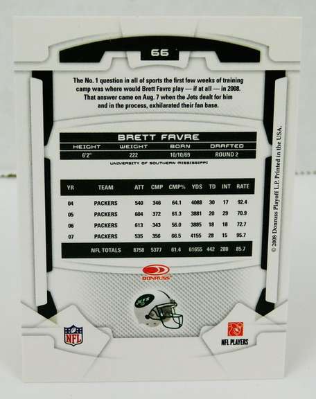 Brett Favre 2008 Donruss Rookie & Stars Football Card