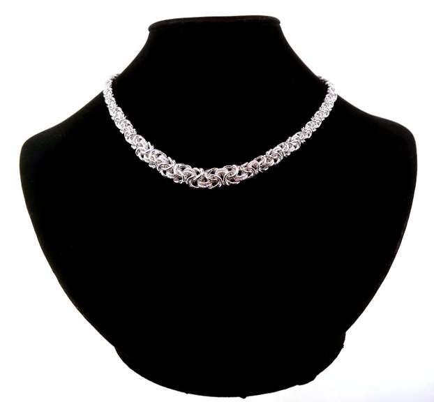 Intricate Italian Sterling Silver Byzantine Chain Necklace