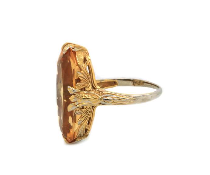 Vintage 18kt YG Synthetic Oval Citrine Ring
