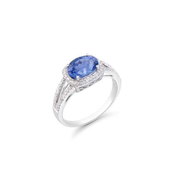 14KT White Gold 1.75ct Tanzanite and Diamond Ring