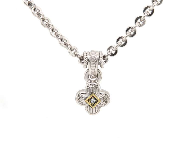 Judith Ripka Diamond Clover Chain Pendant