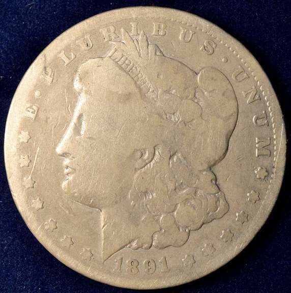 1891-CC Morgan Silver Dollar, Circulated.