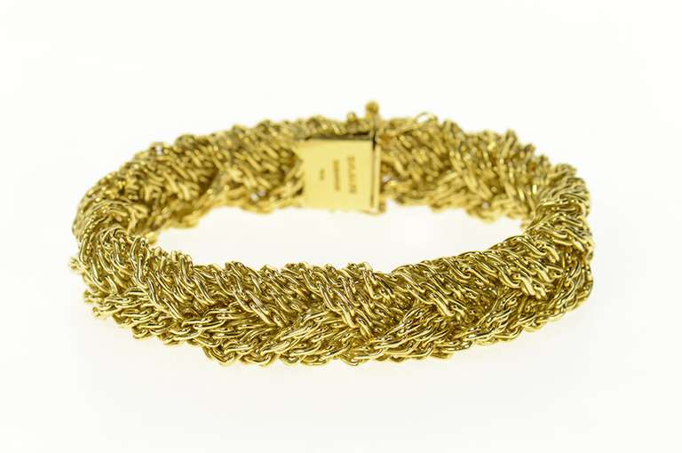 18K Yellow Gold Bvlgari Designer Woven Braid Chain Bracelet