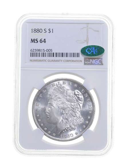 MS64 1880-S Morgan Silver Dollar - CAC - Graded NGC