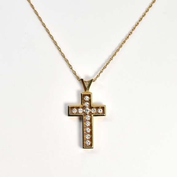 Sparkling Diamond Cross on Necklace