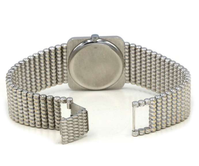 Bueche Girod Square White Gold 27mm Diamnd Dial Watch