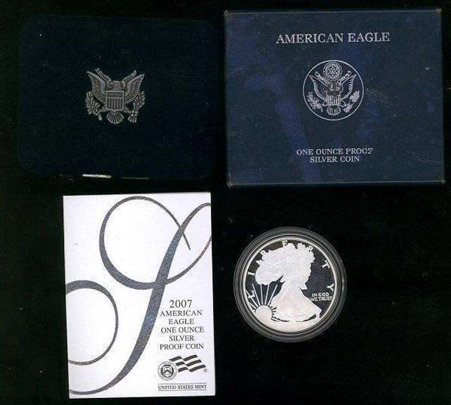 3 Different US Proof Silver Eagles: 2006, 2007, & 2008.