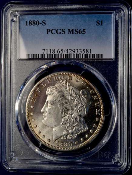 1880-S Morgan Silver Dollar PCGS MS65.