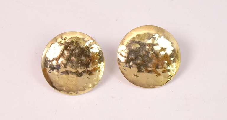 Minimal 14k Gold Earrings In A Button Style with A Textured Surface