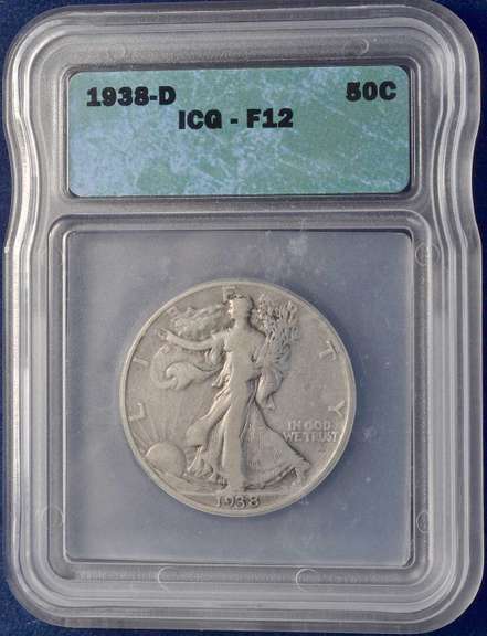 1938-D Walking Liberty Half Dollar ICG F12.