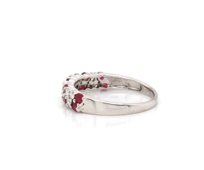 Delightful Ruby & Diamond Band in 18kt White Gold