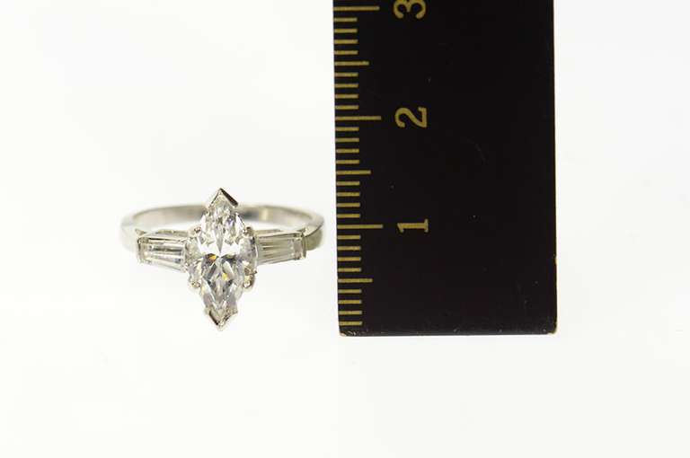 14K White Gold Three Stone Marquise Travel Engagement Ring