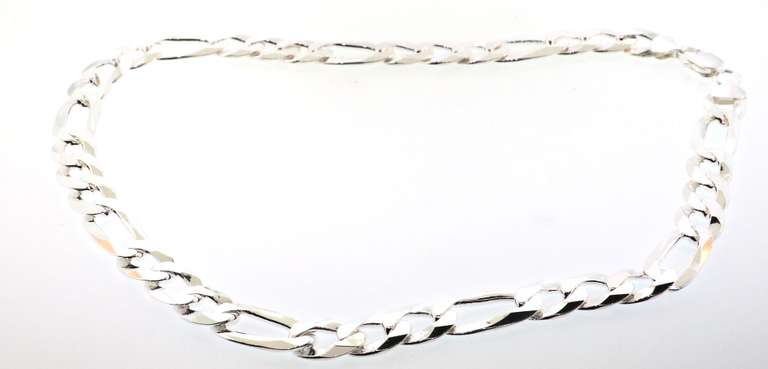 Sleek Sterling Silver Figaro Chain Necklace
