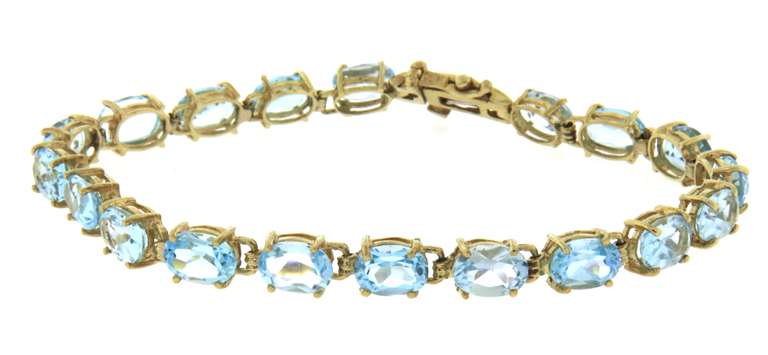Gorgeous Yellow Gold Natural Blue Topaz Bracelet