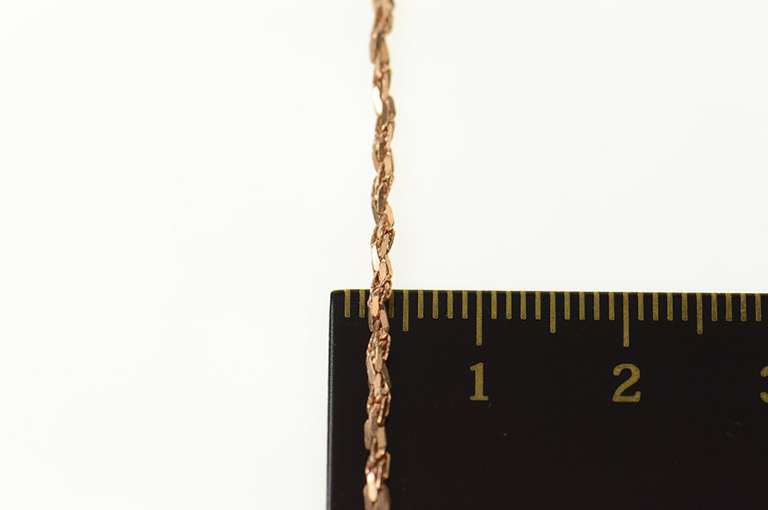 14K Rose Gold 1.4mm Fancy Textured Rope Twist Link Necklace