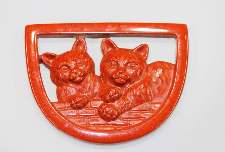 Natural Red Jasper Cat Pendant