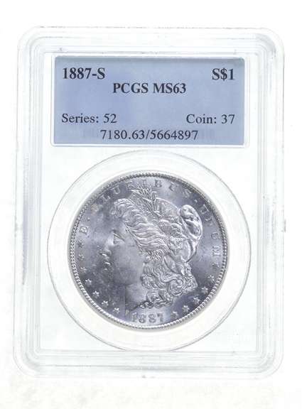 MS63 1887-S Morgan Silver Dollar - Graded PCGS