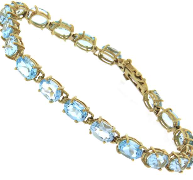 Gorgeous Yellow Gold Natural Blue Topaz Bracelet