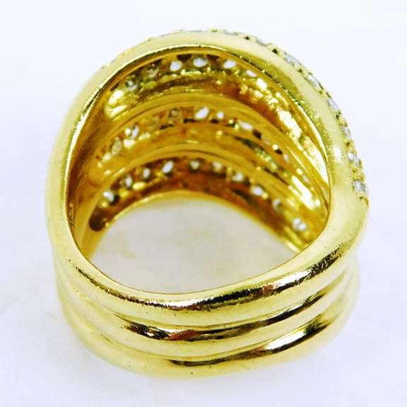 Stellar 18K Gold Ring of Pave Diamonds, Size 5