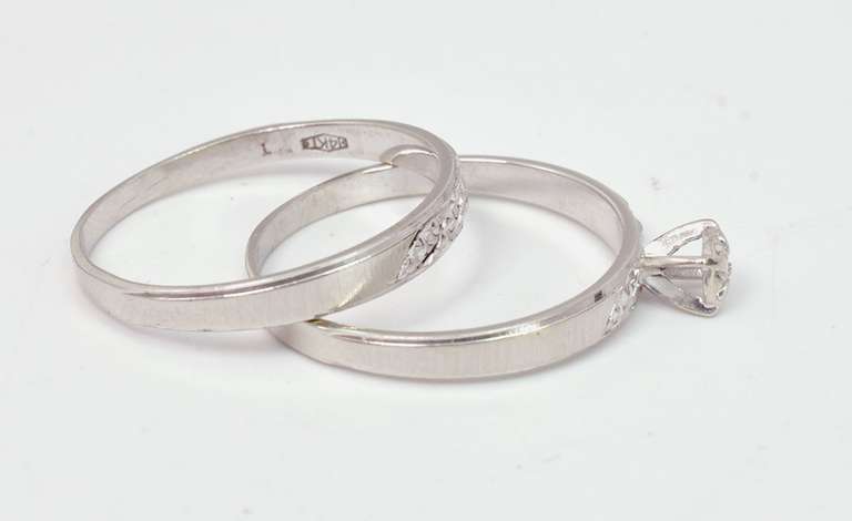 Gorgeous 14K White Gold Wedding Set