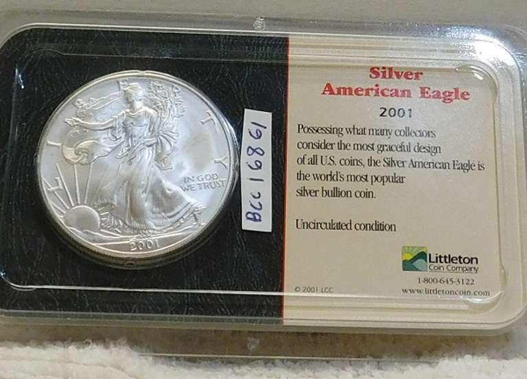 2001 Silver Eagle Cert Unc, Littleton