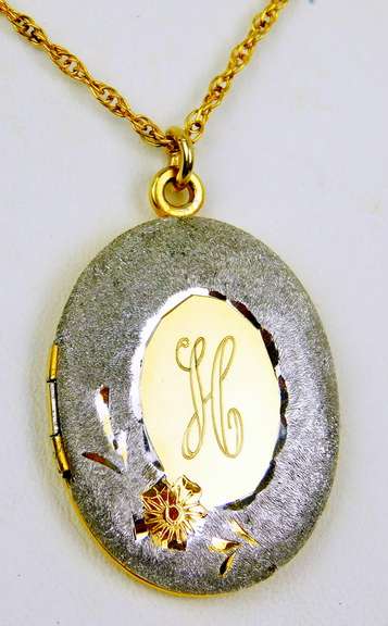 Vintage Gold-Filled Locket, Monogram H