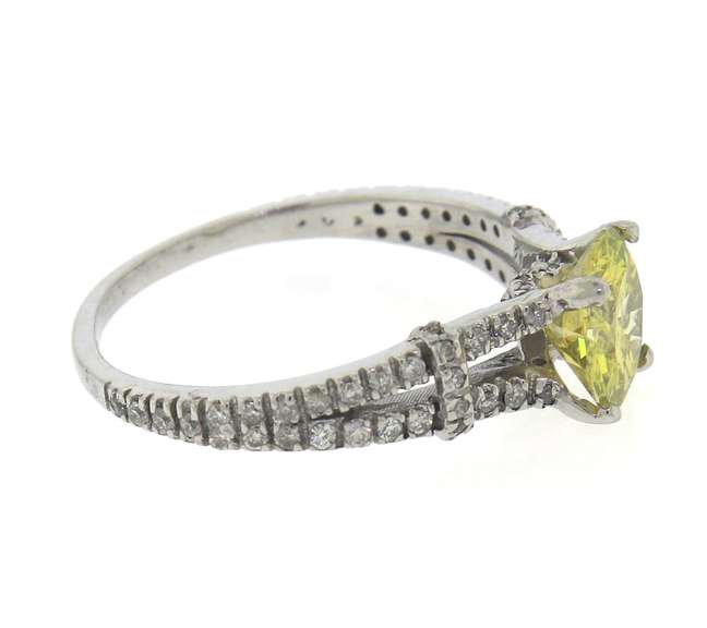 Sepctacular White Gold Irradiated Yellow Diamond Engagement Ring