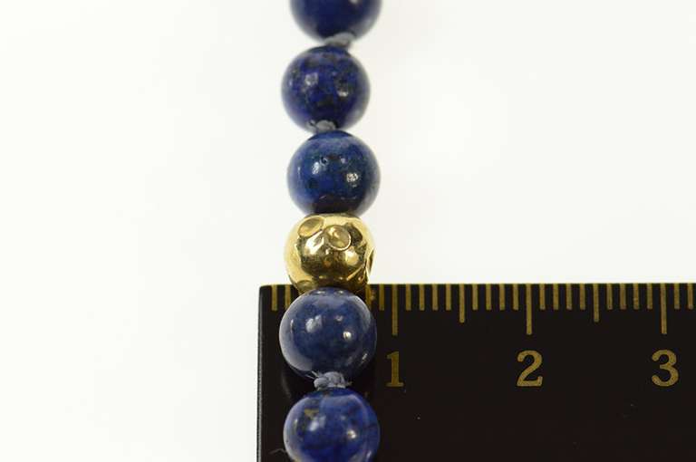 14K Yellow Gold Lapis Lazuli Beaded Statement Necklace
