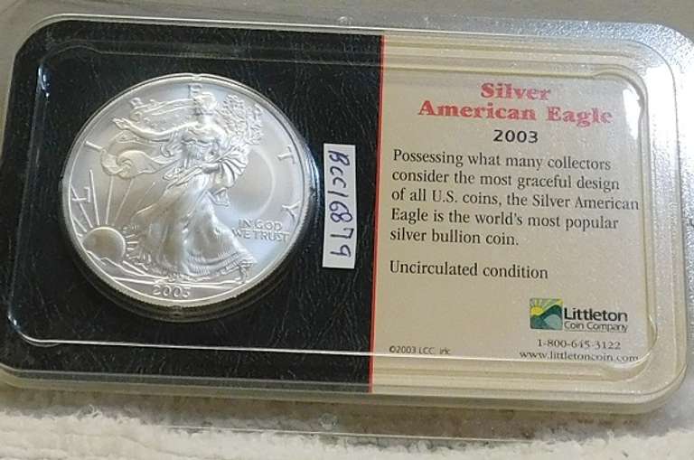 2002 Silver Eagle Cert Unc, Littleton
