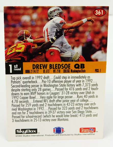 1993 Drew Bledsoe Rookie Football Card