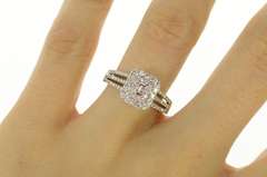 14K White Gold 0.67 Ctw Baguette Diamond Halo Engagement Ring