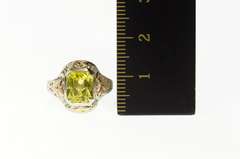 14K Yellow Gold Art Deco Two Tone Filigree Yellow Topaz Ring