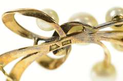 14K Yellow Gold Floral Bouquet Pearl Cluster Statement Pin/Brooch